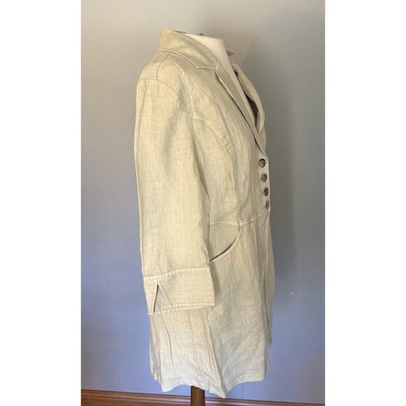 Soft Surroundings Eza Jacket Sz S NWT Beige Linen Notch Collar Lagenlook Boho - Picture 5 of 16